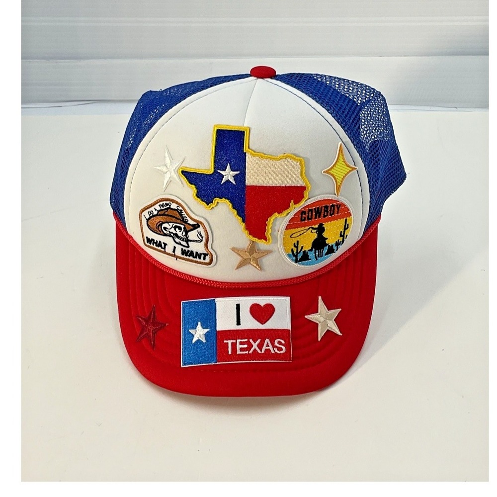 Texas Pride Trucker Hat Snapback Mesh Cap Red‎ White Blue Patches
